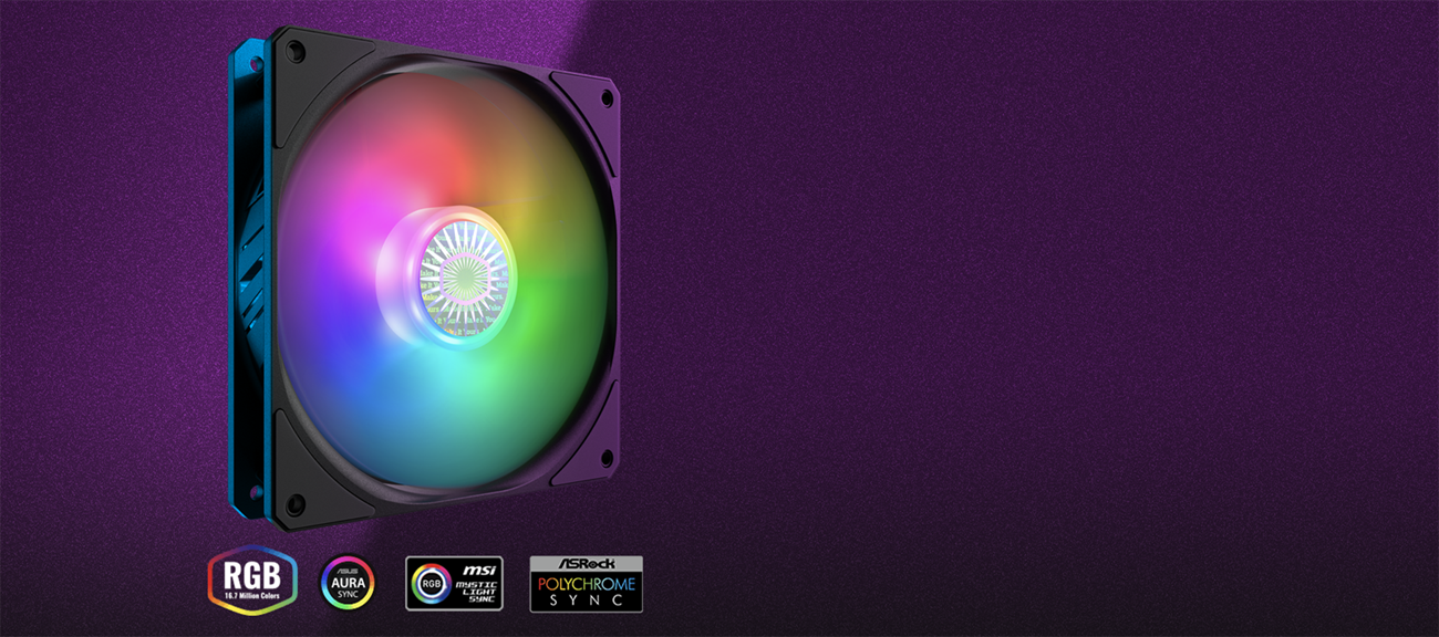 A fan is spining while emitting RGB light